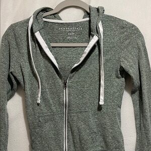 Aeropostale Heather Green Hoodie with White Accents